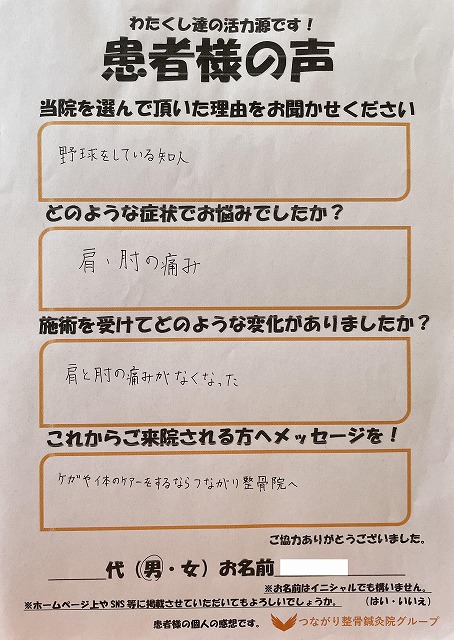 男性　野球肩